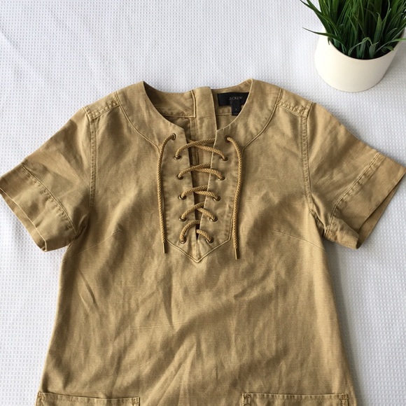 J. Crew Cargo Dress Lace Up V-Neck, Size 0 - Picture 5 of 16